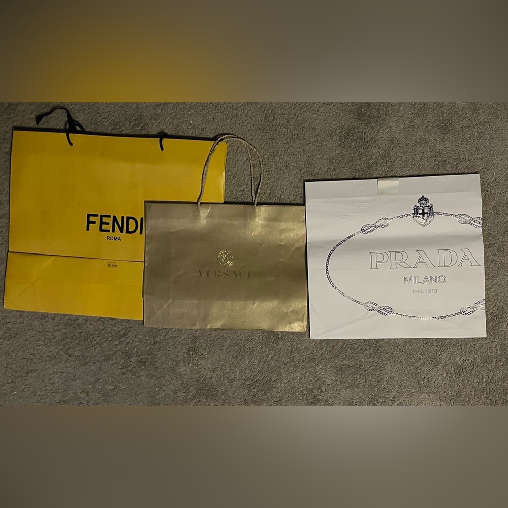 Designer shopping bags. Fendi Versace and Prada